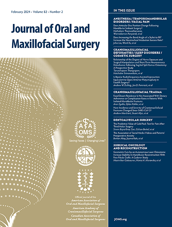Go to journal home page - Journal of Oral and Maxillofacial Surgery